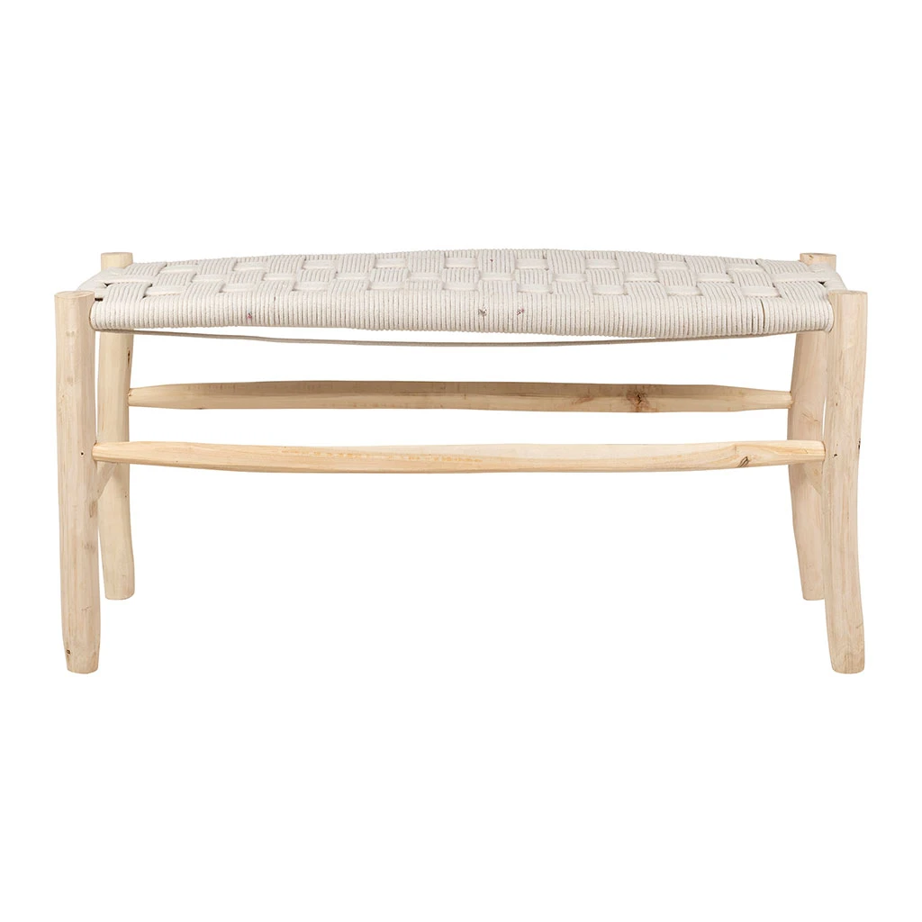SEMA DESIGN Banc En Bois D'eucalyptus Et Coton Beige 3 SEMA DESIGN Banc En Bois D'eucalyptus Et Coton Beige