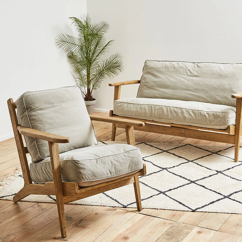 Côté Table Canapé 2 Places Laureli Gris En Chêne 8 Côté Table Canapé 2 Places Laureli Gris En Chêne – Image 6