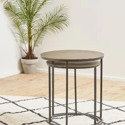 Côté Table Tables D'appoint Gigogne (x2) En Fer Doré - Felia -SEMA design Boutique b314b 36478 situ03 web