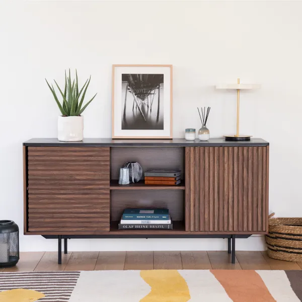 Zago Buffet En Noyer Et Métal Noir L160cm - Nuna 4 Zago Buffet En Noyer Et Métal Noir L160cm - Nuna – Image 2