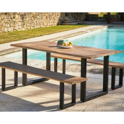 Alice's Garden Table De Jardin En Acacia Brossé Et Acier Noir L180cm - Salta -SEMA design Boutique bde9d table de jardin style industriel salta