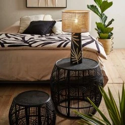 SEMA DESIGN Table Appoint En Rotin Et Bois Noir - Element -SEMA design Boutique c43f0 amb hd 2022 09 ah sema 19092