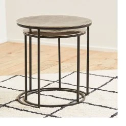 Côté Table Table D'appoint Gigogne (x2) En Fer Argent - Felia -SEMA design Boutique d8ce5 36479 situ03 web