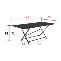 Fermob Table De Jardin Pliante En Acier Carbone 190x90 - Cargo -SEMA design Boutique e80d5 dimension de la table de jardin cargo 190x90cm