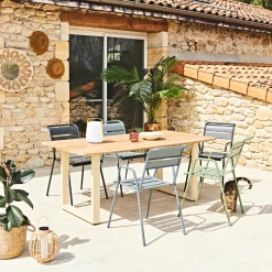 Alice's Garden Table De Jardin En Acacia Brossé Et Acier Beige L180cm - Salta -SEMA design Boutique e8513 table de jardin en acacia et acier beige salta