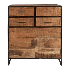 Côté Table Buffet Bas En Acacia Et Fer 2 Portes H105cm -Factory