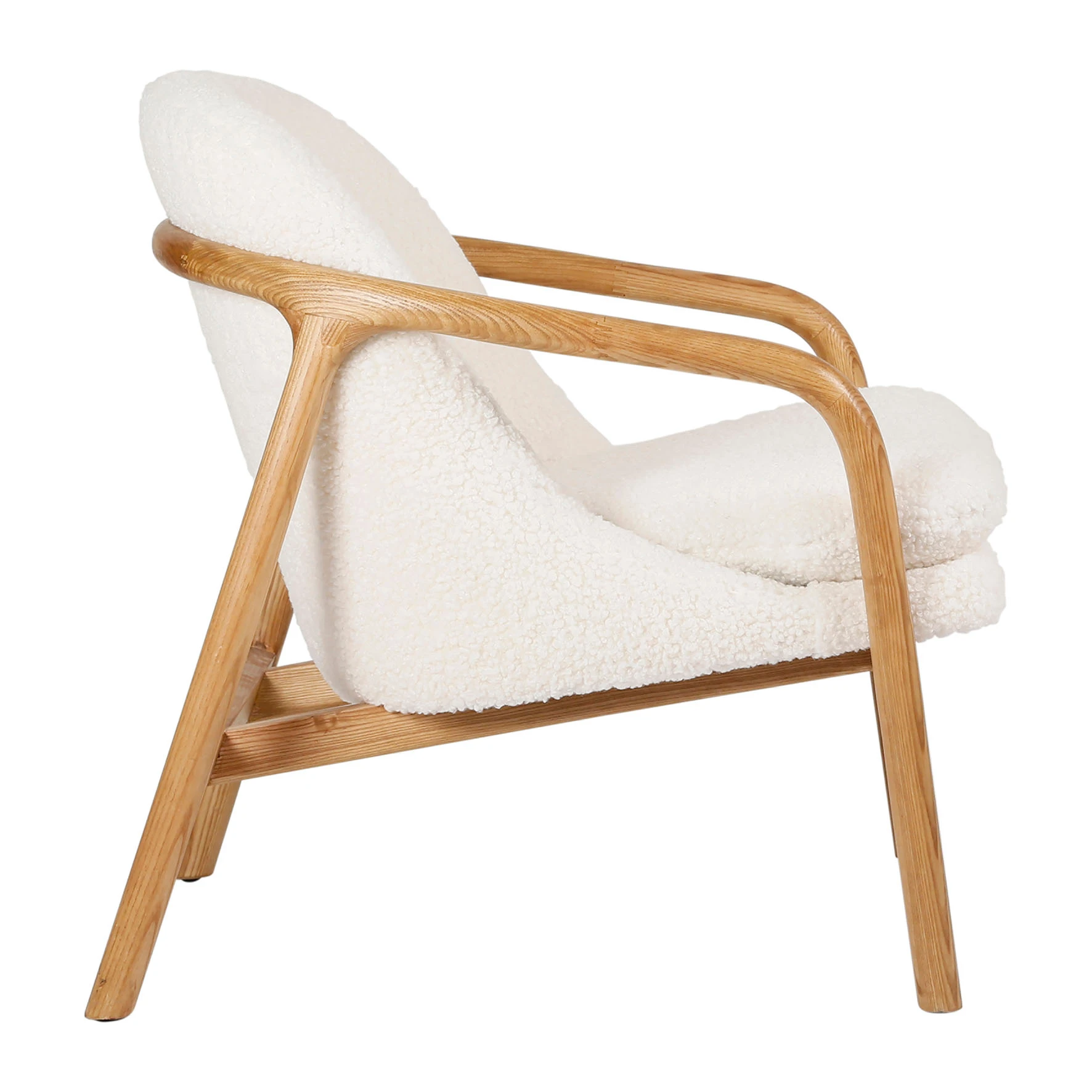 SEMA DESIGN Fauteuil En Tissu Bouclette Crème Et Pieds En Frêne - Element 5 SEMA DESIGN Fauteuil En Tissu Bouclette Crème Et Pieds En Frêne - Element – Image 3