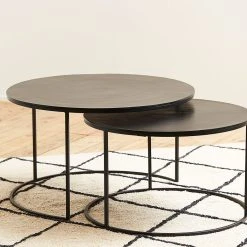 Côté Table Table Basse Gigogne Ronde (lot De 2) En Fer Noir - Felia -SEMA design Boutique ef34d 37335 situ02 web